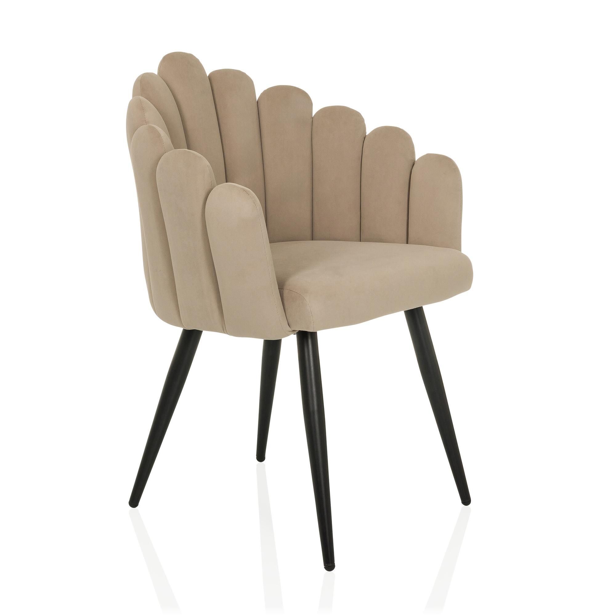SCALLORE Dining chair in shell shape velvet light brown 7