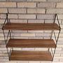 Vintage Wandregal Holz Braun Metall 1