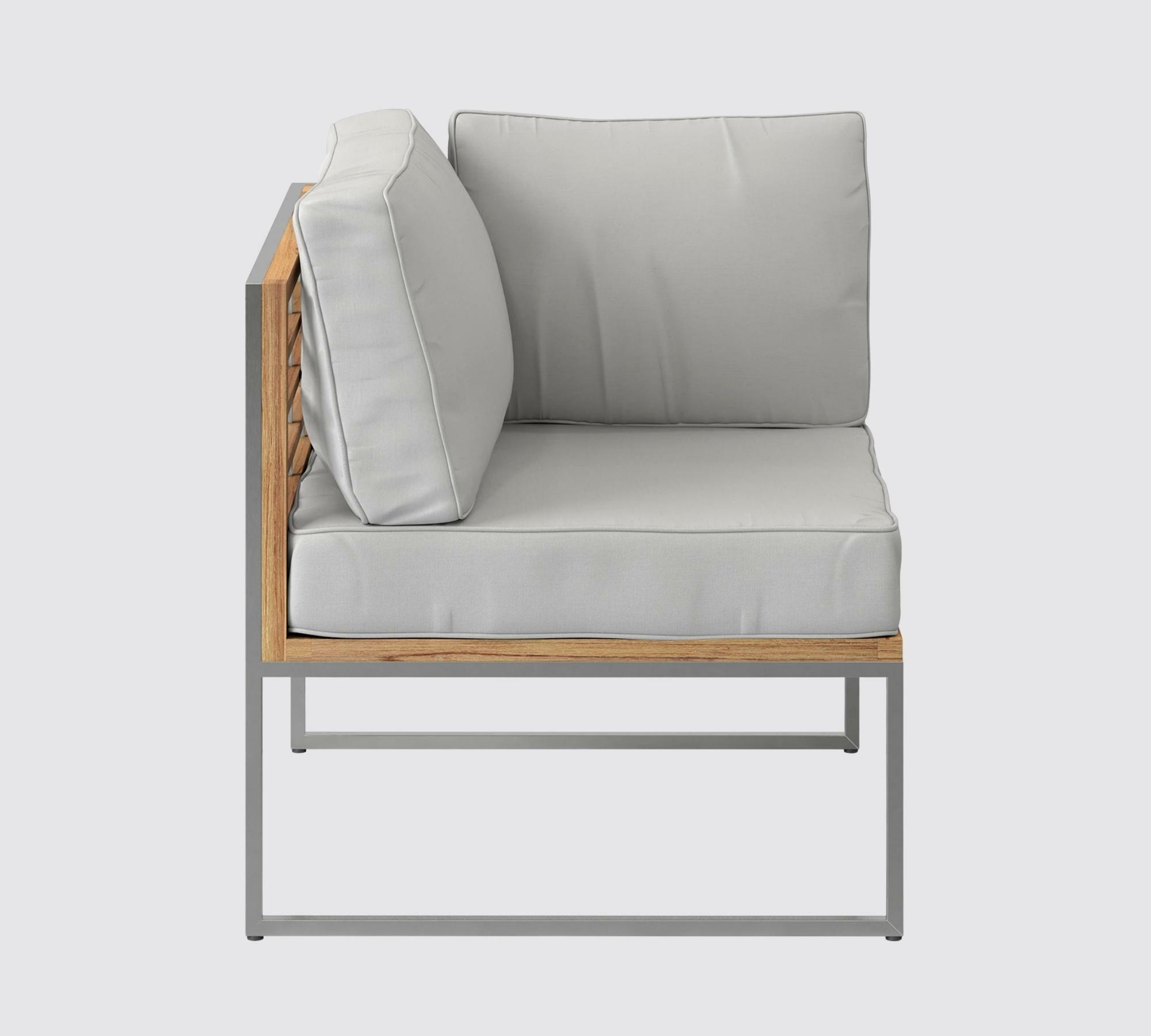 Loungeecke aus gebürstetem Edelstahl mit Teak  2