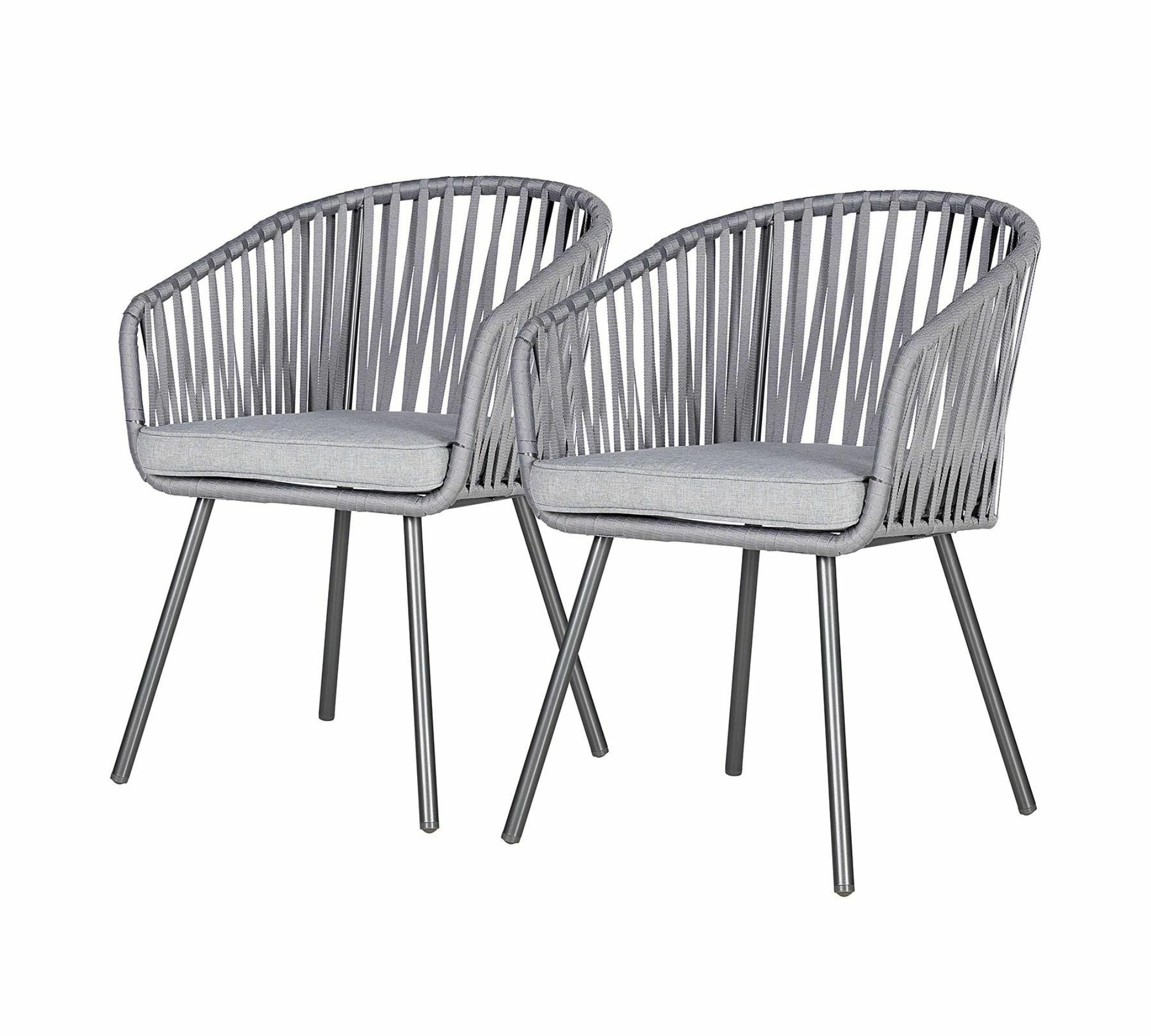 2x Gartenstuhl Textil Metall Grau 0
