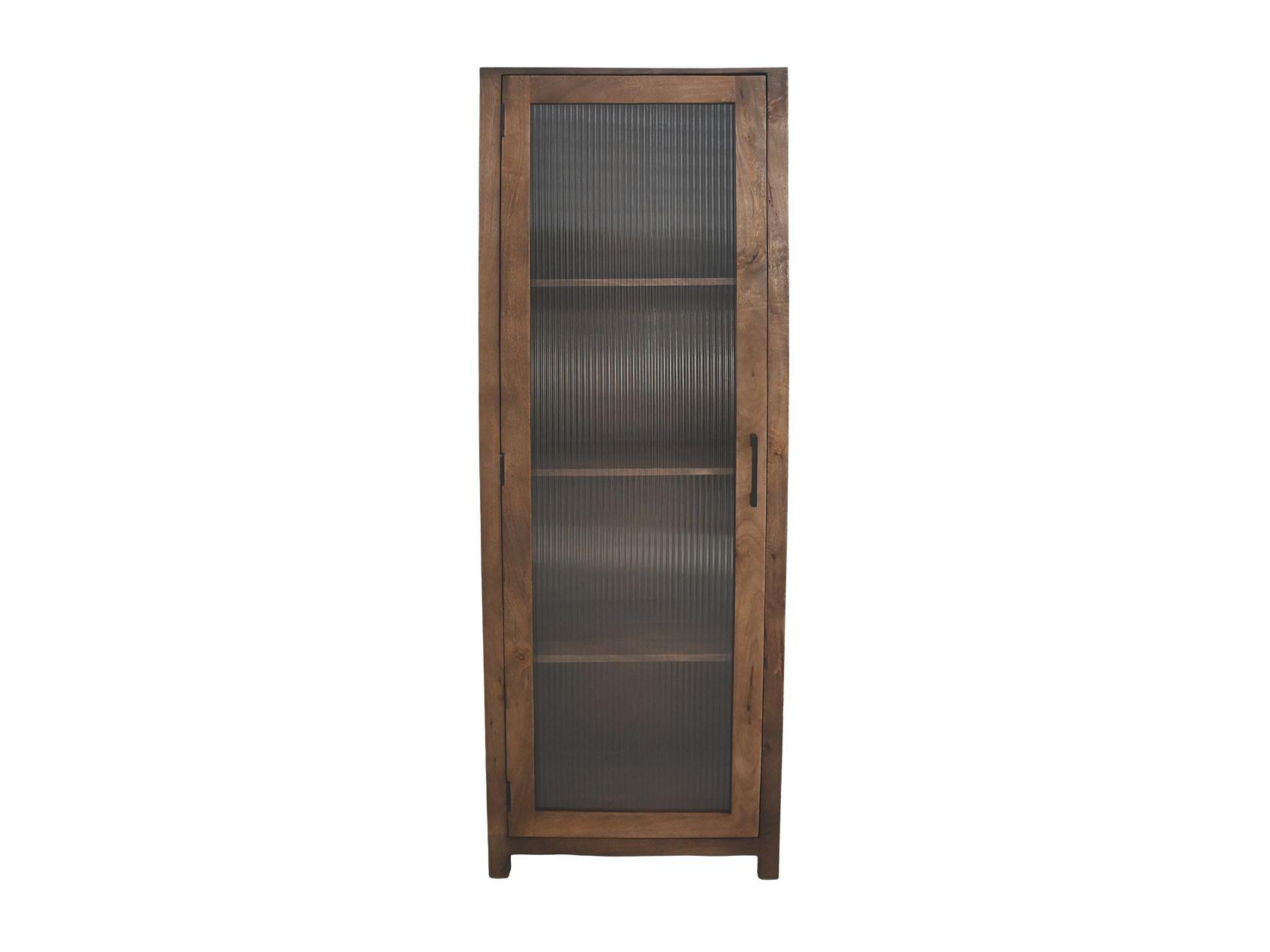 Vitrine mit Tür Mangoholz Glas 0