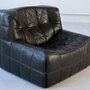 Vintage Michel Ducaroy Kashima Sofa-Set Leder Schwarz 3-tlg 3