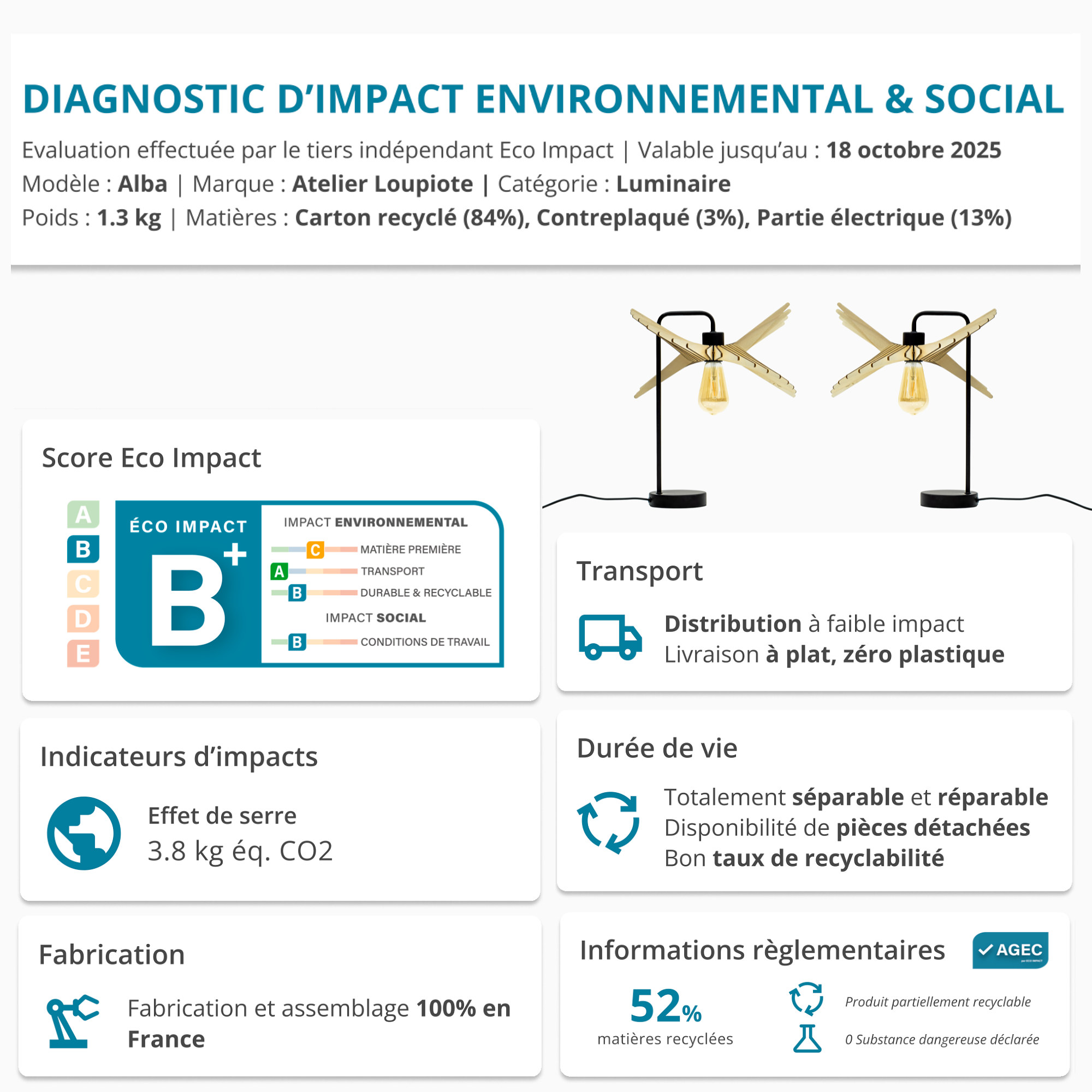 Alba Tischlampe Holz 38cm 9