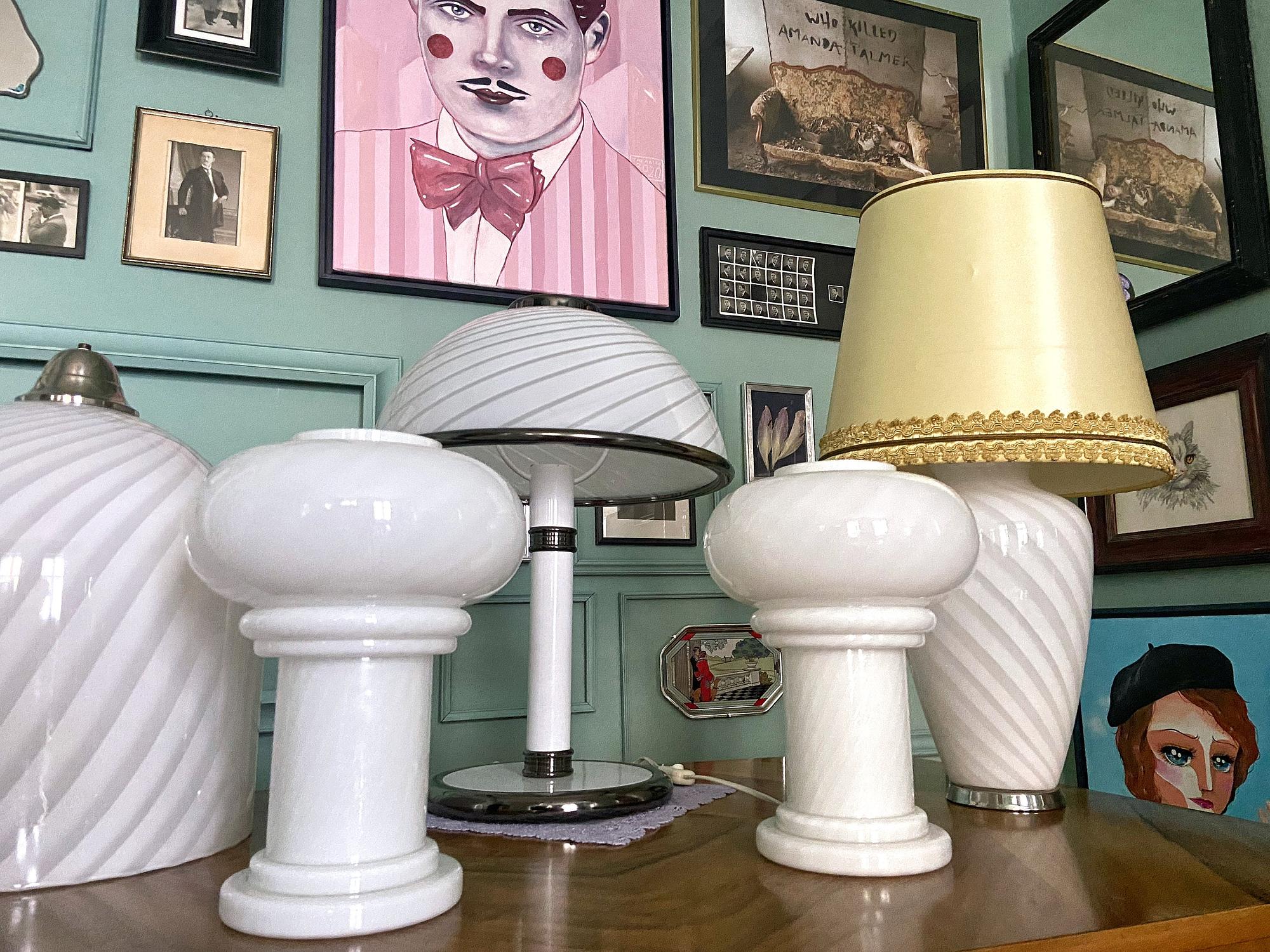 Vintage Mushroom Table Lamp Murano Glass 1960s 2