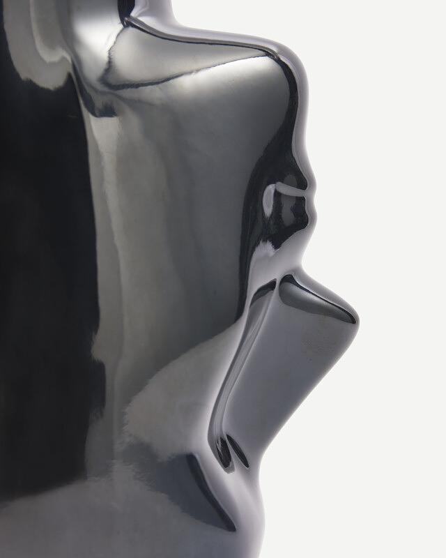  Long Neck Upside Down Vase Keramik Schwarz 3