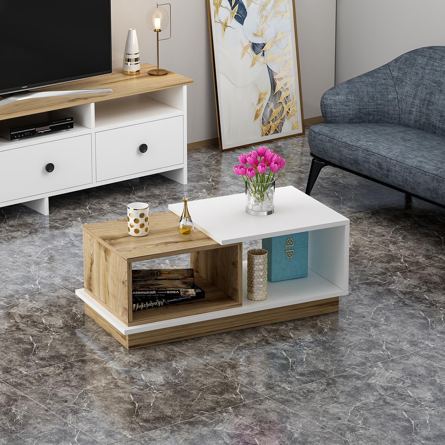 Viyana Couchtisch Holzfurnier Weiß 3