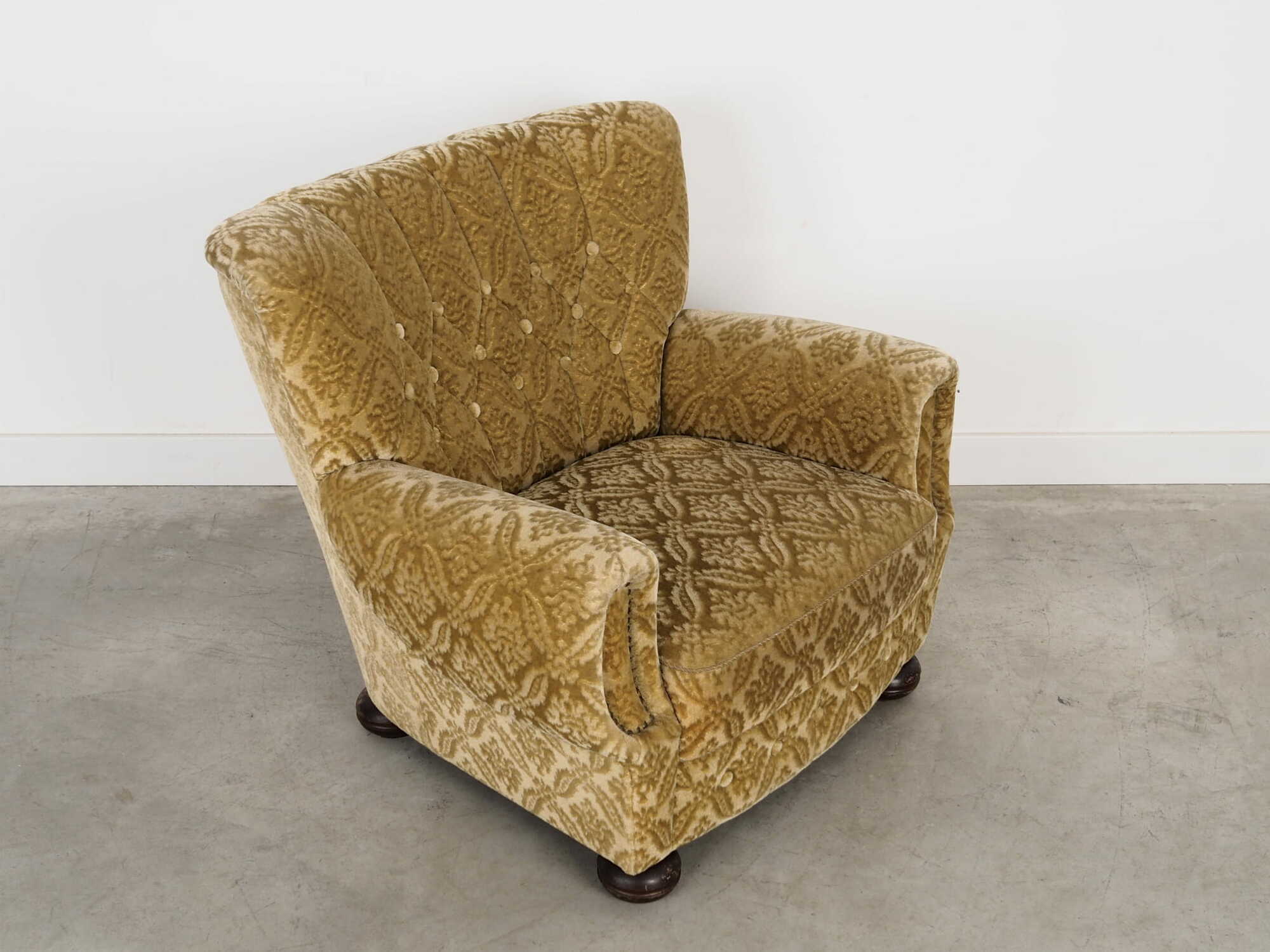 Armchair Textile Wood Yellow 1960s 9