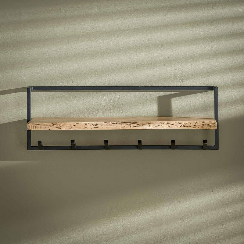 Garderobenleiste mit 6 Haken Holz Metall Schwarz 5