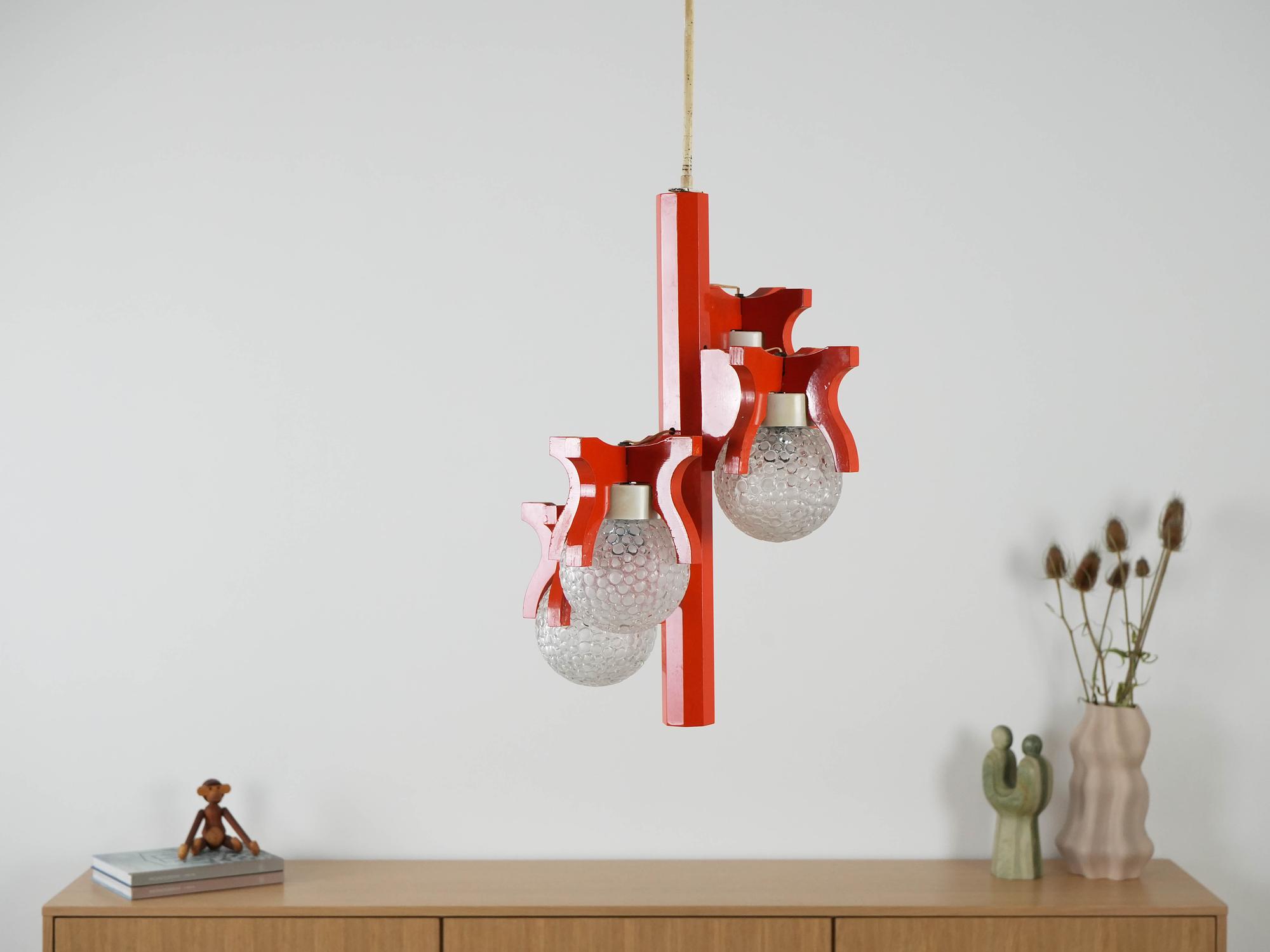 Space Age Pendant Lamp Orange 1970s 1