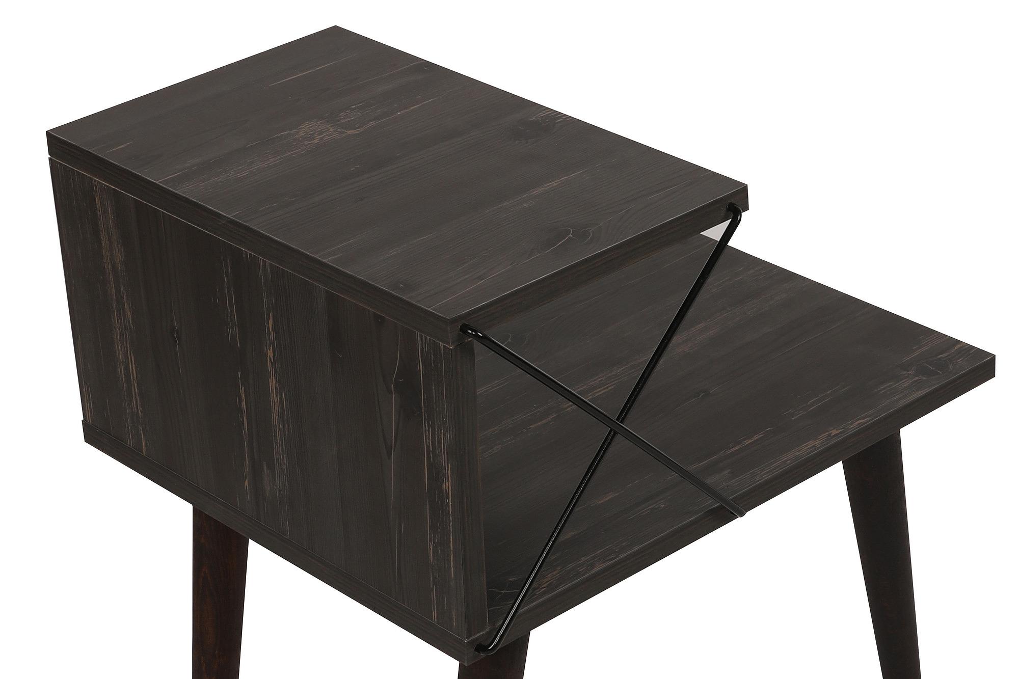 Cross Nightstand Wood Veneer Dark Brown 9