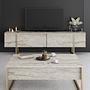 Luxe Couchtisch Holz Travertine Gold 3