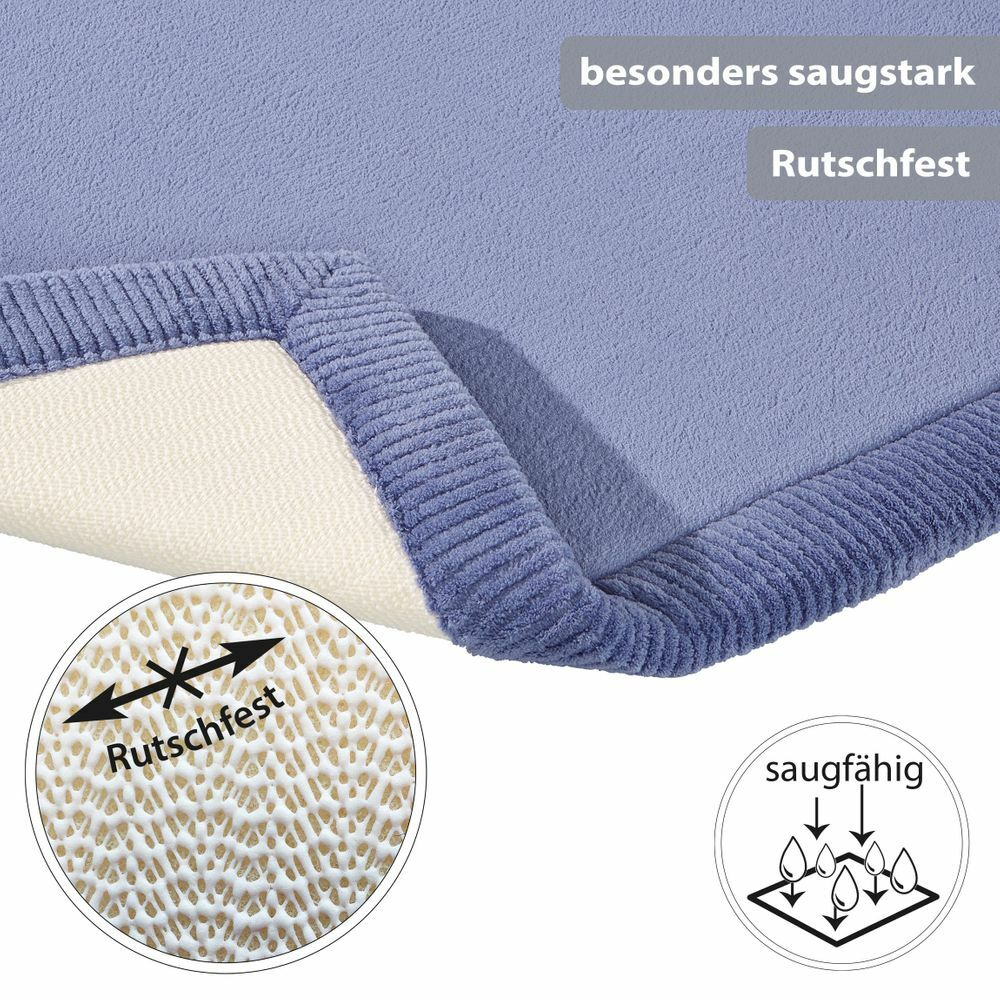 Rutschfeste Microfaser Badematte mit Memory Foam Jeans Blau 5