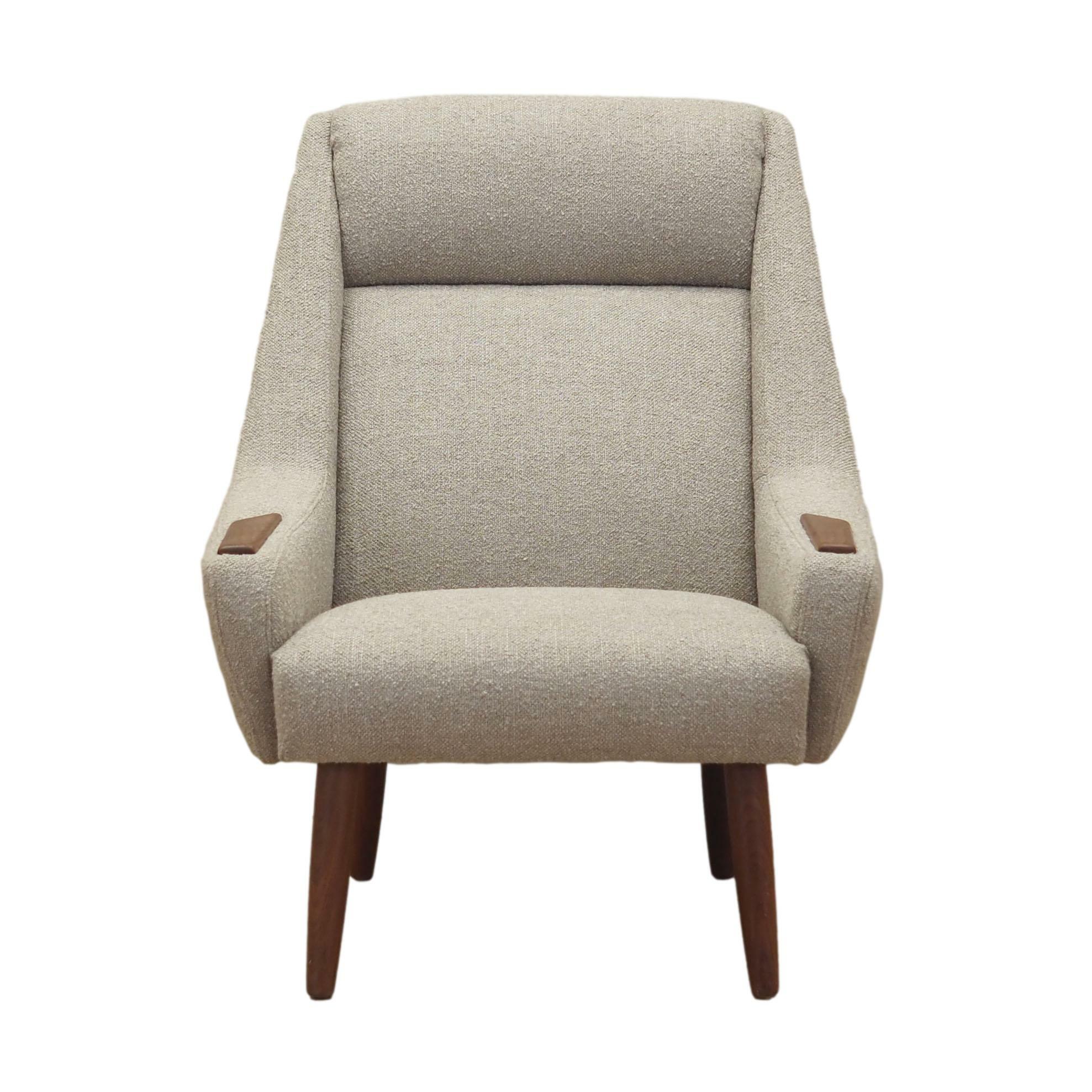 Vintage Sessel Teakholz Textil Beige 1960er Jahre 0
