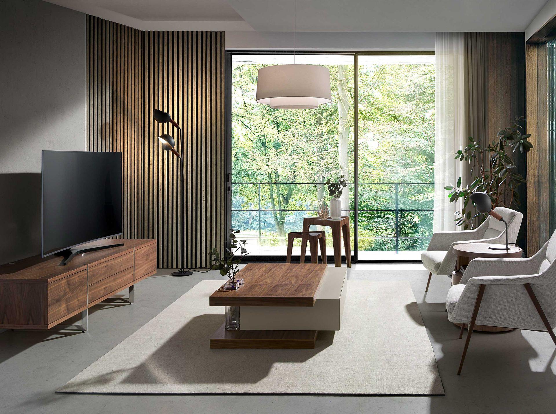 Beistelltisch Walnussfurnier Glas Braun 2