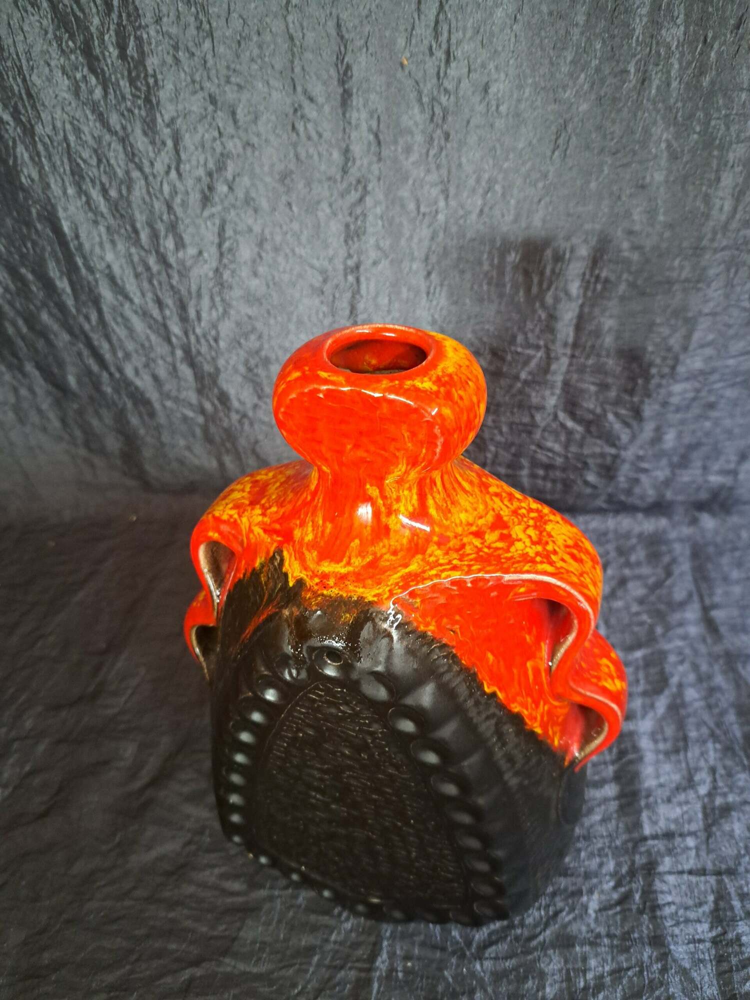 Vintage Windlicht Keramik Orange 3