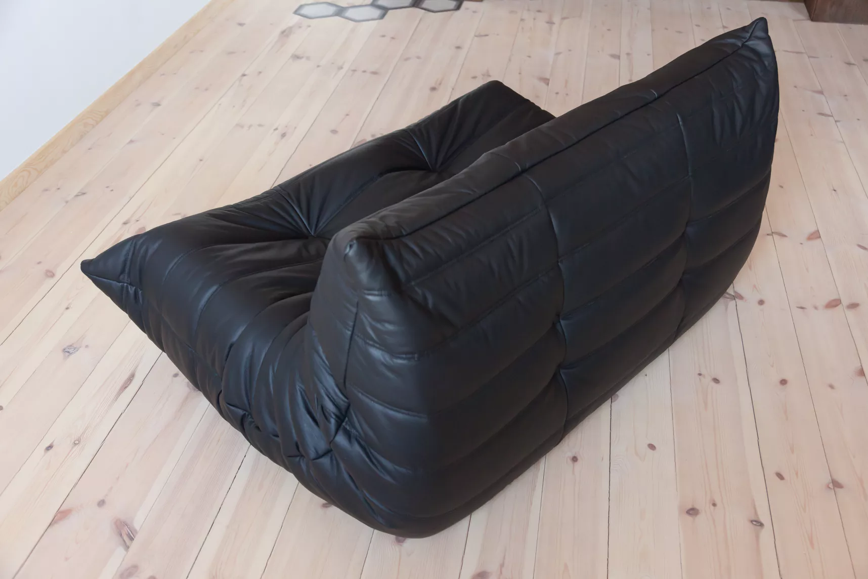 Divano Togo 2 posti pelle Madras nero 3