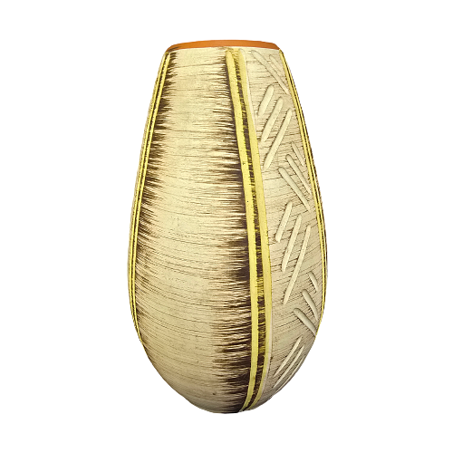 Vintage Keramikvase Beige Braun Schwarz 0