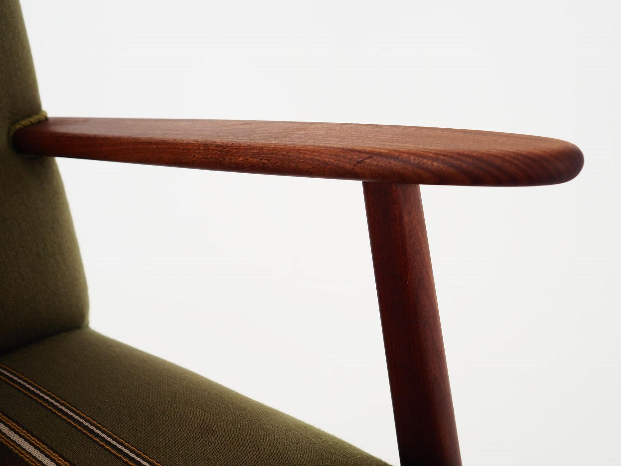 Vintage chair teak wood textile green 1960s 14