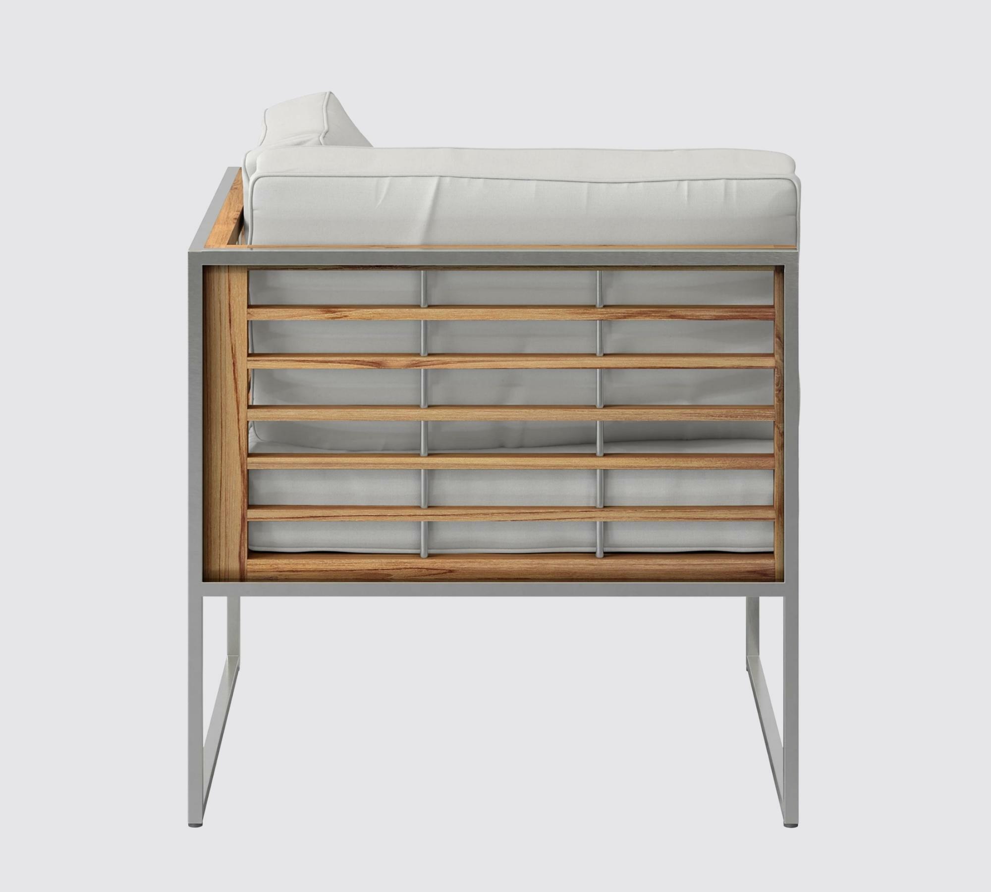 Loungeecke aus gebürstetem Edelstahl mit Teak  3