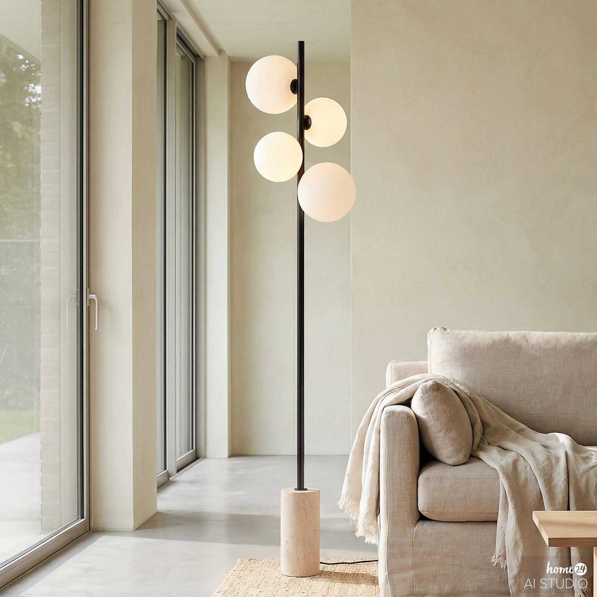 Kavio Stehleuchte 4-flammig Opalglas Marmor 1