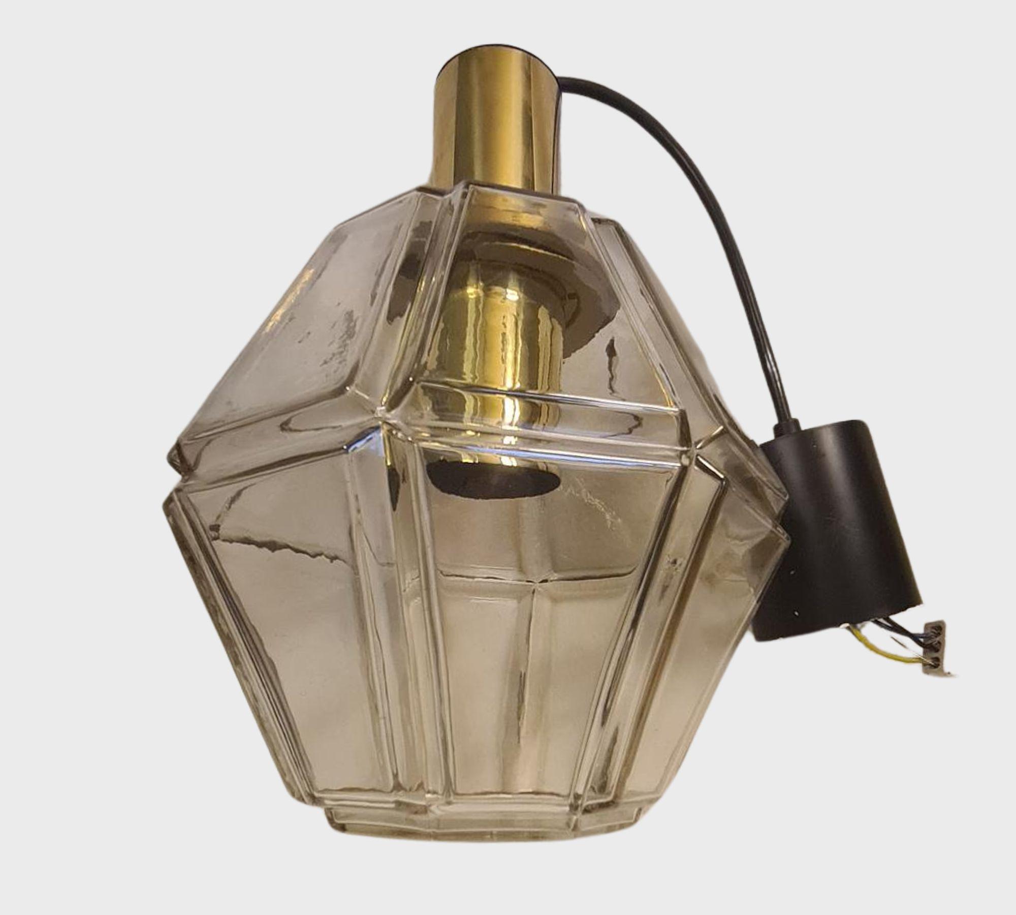 Vintage P167 4287 Pendelleuchte Messing Glas Gold 0