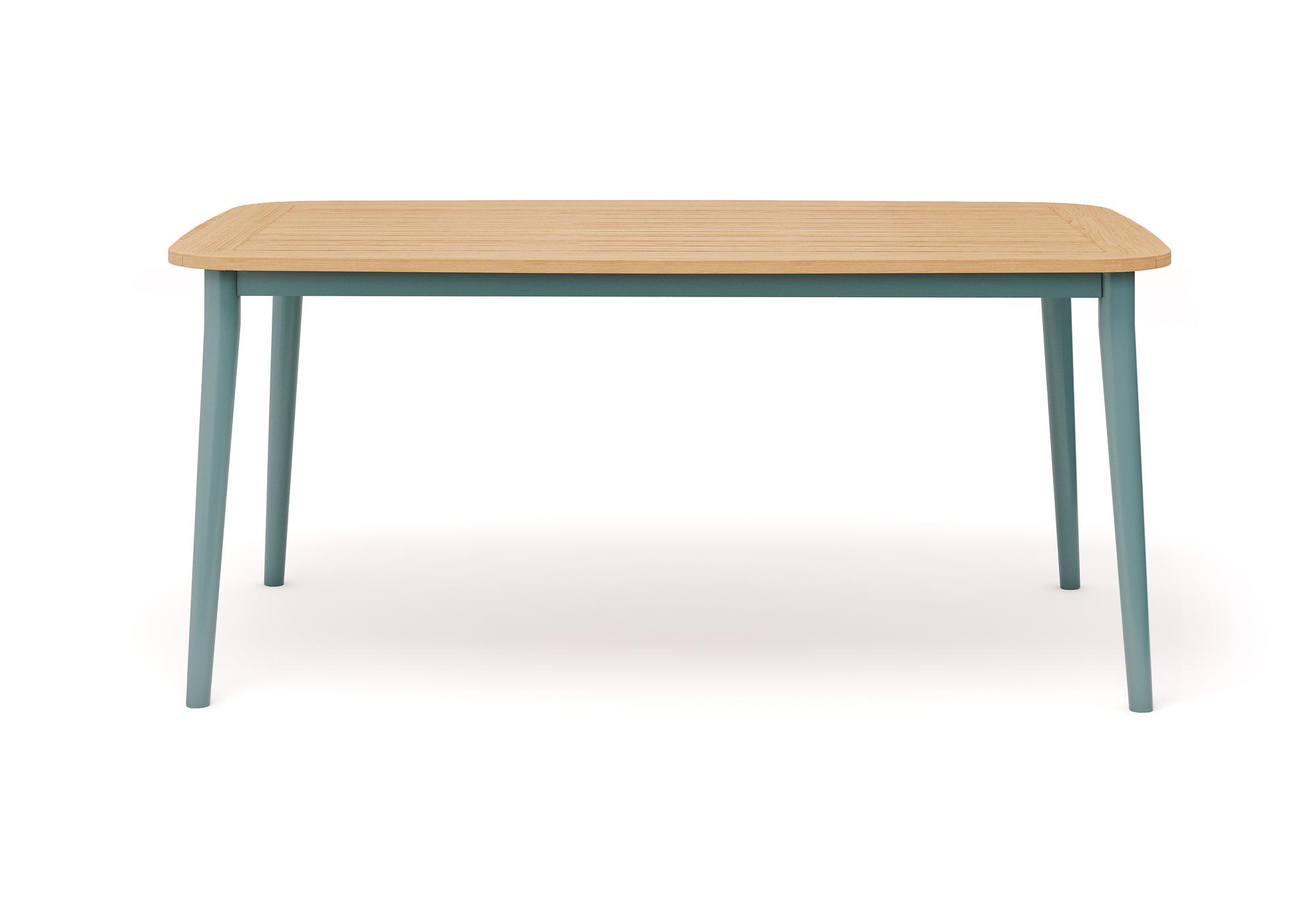 Charlie Tisch Teak-Platte Aluminium Petrol 170 x 100 cm 1