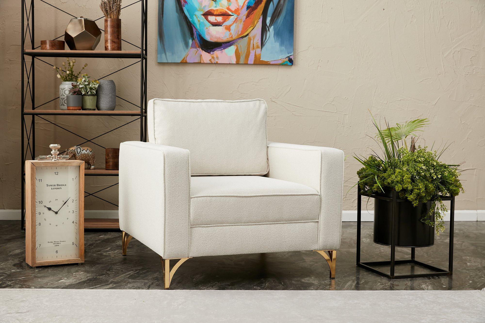 Lima Armchair Cream with gold legs 0
