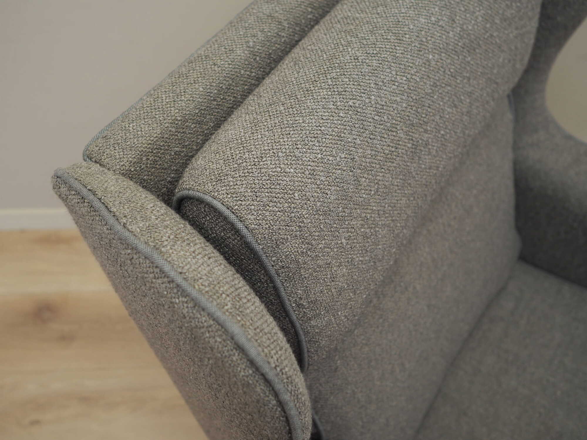 Vintage armchair beech wood textile grey 1970s 8