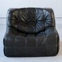 Vintage Michel Ducaroy Kashima Sofa-Set Leder Schwarz 3-tlg 4