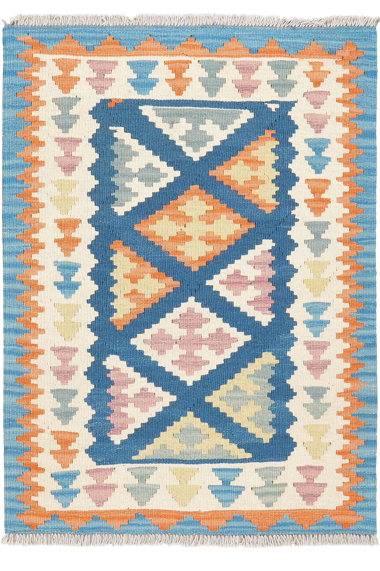 Kelim Gashgai Teppich Wolle Blau 0