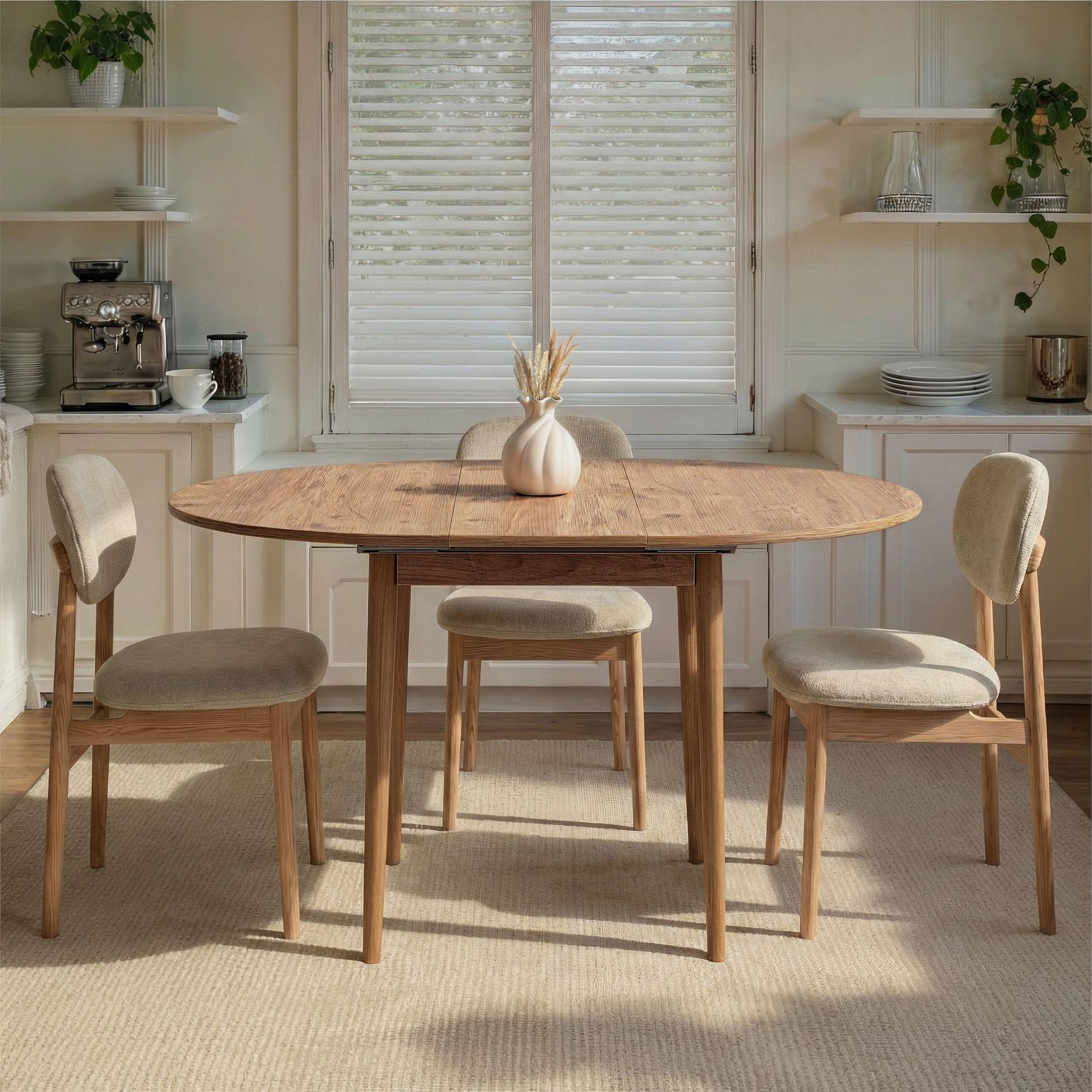 Viona Extendable Table Pine-Look Brown Ø 100cm 2