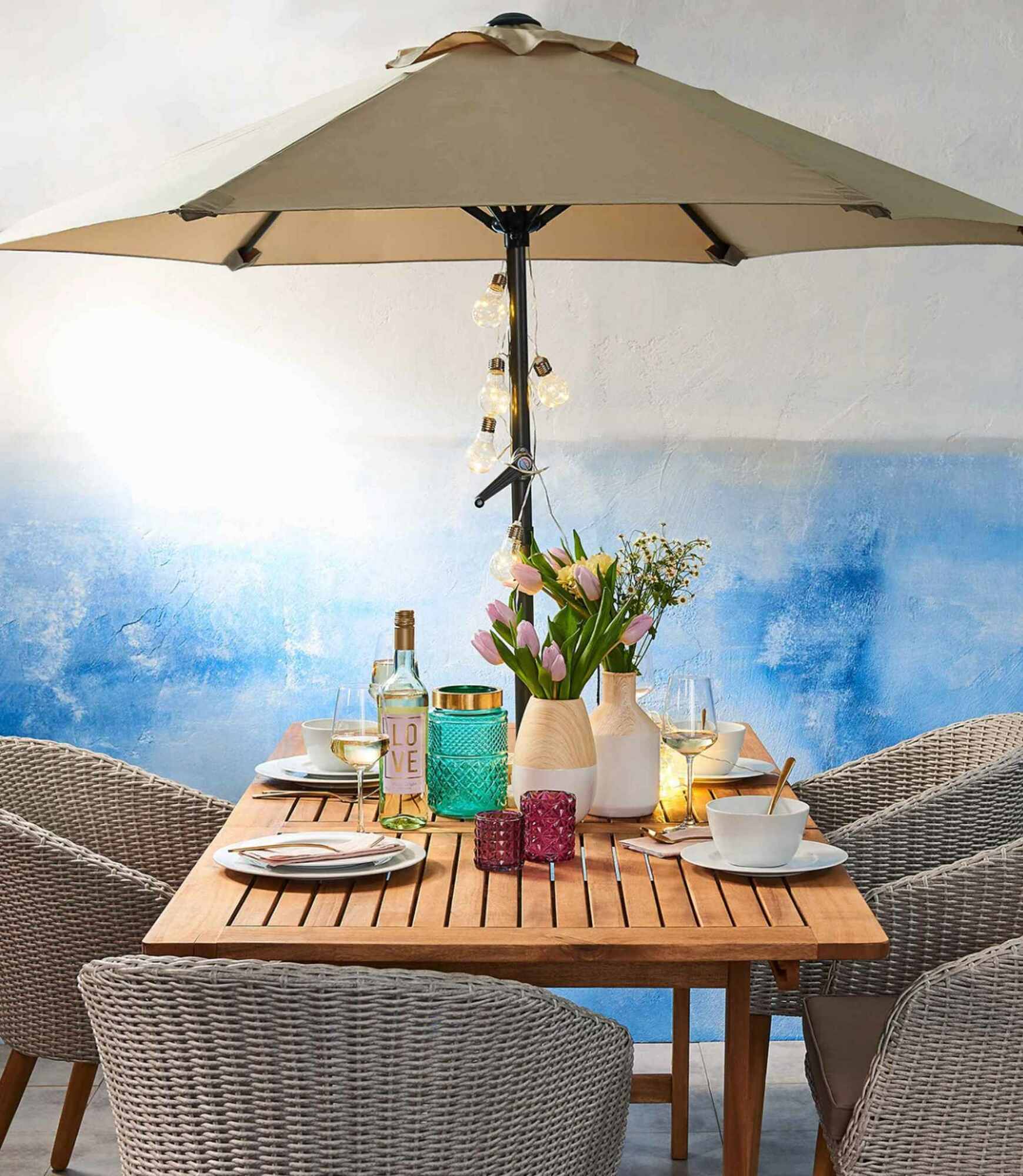 Sonnenschirm Aluminium Polyester Beige 6