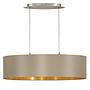 Pendelleuchte Maserlo III Webstoff Stahl Taupe Gold 0