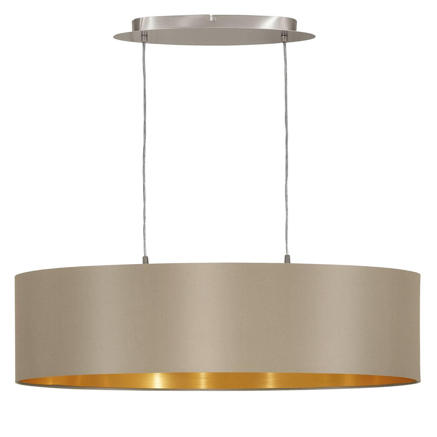 Pendelleuchte Maserlo III Webstoff Stahl Taupe Gold 0