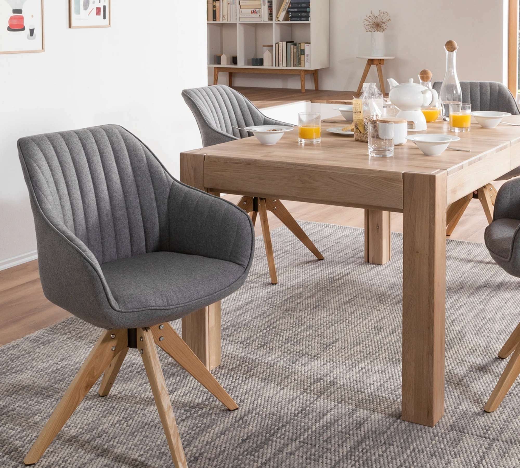 Gemütlicher Armlehnstuhl Filz Holz Mix Grau 7