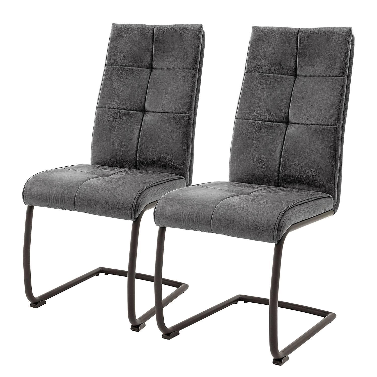 2x Freischwinger Algou Webstoff Eisen Grau Schwarz 0