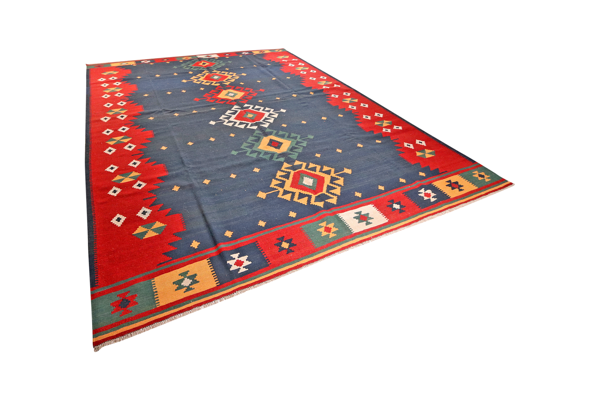 Kilim Gashgai Teppich Blau Rot 3