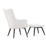 Como Armchair with Footstool Bouclé Black White 8