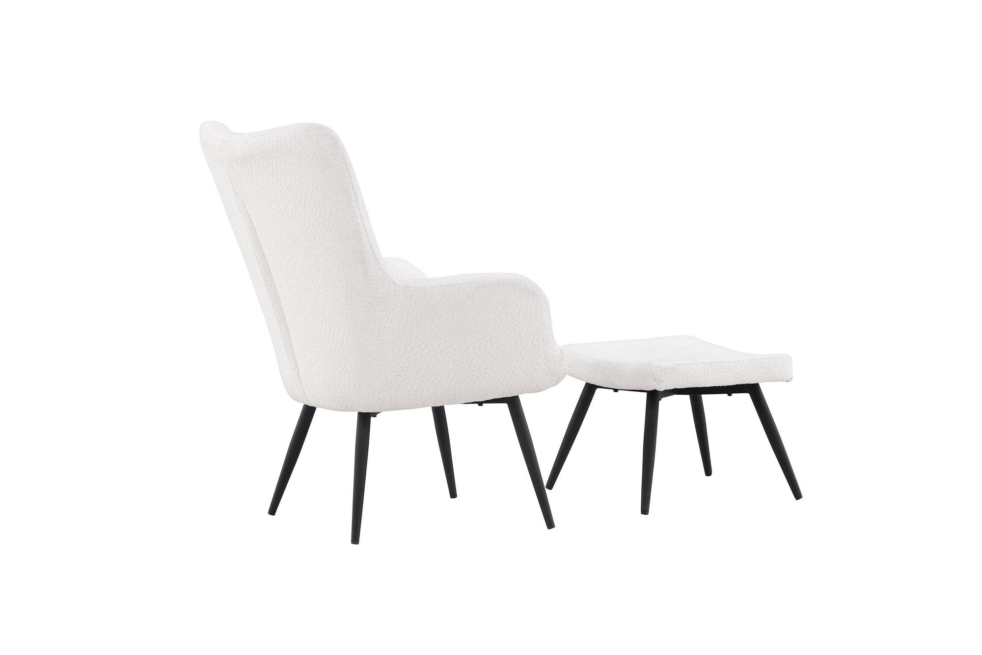 Como Armchair with Footstool Bouclé Black White 8