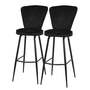 2x Barstuhl Metall Samt Schwarz 0