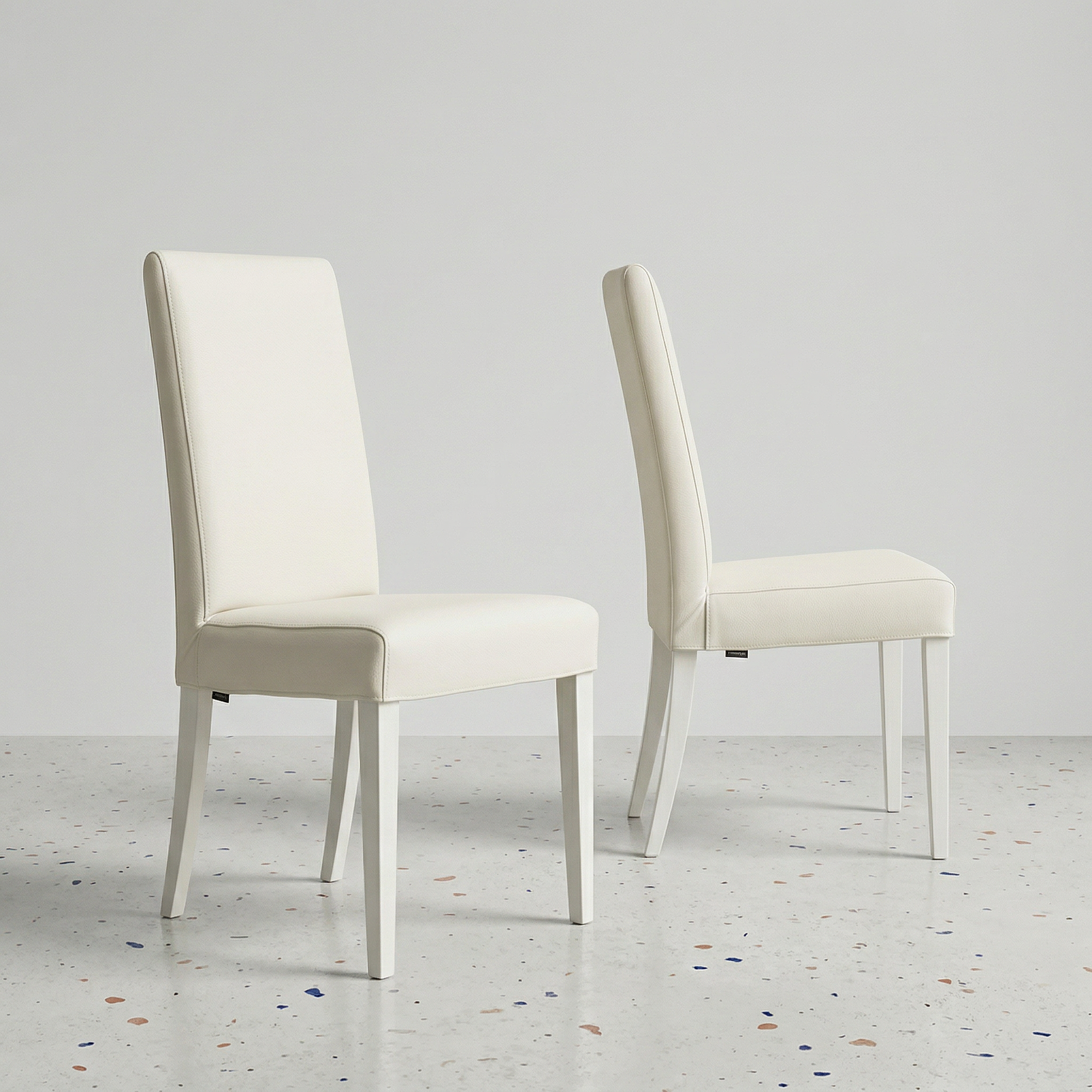 2x Teddy Dining Chair Faux Leather Wood White 1