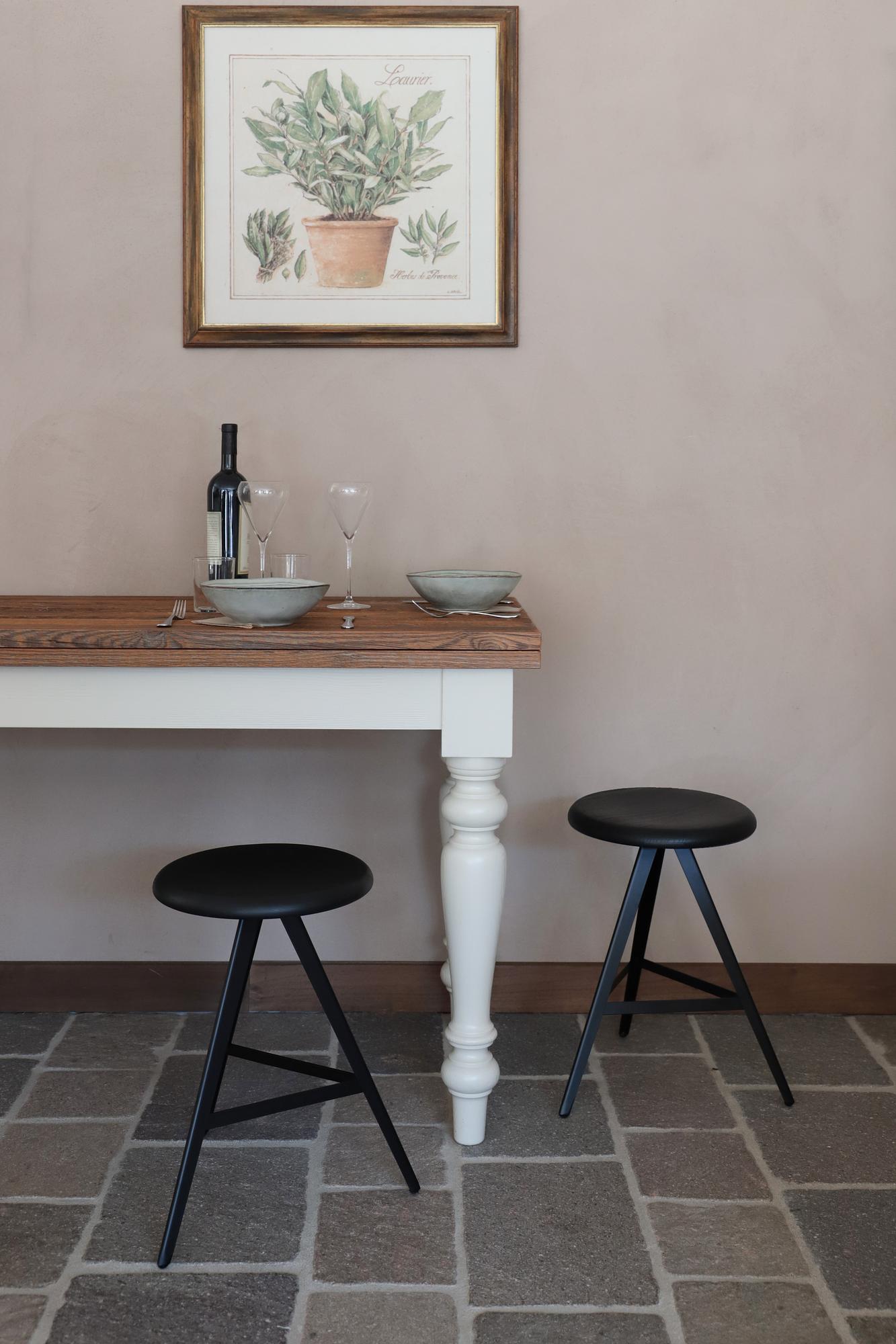 Kuky Basso Nero Stool Metal Wood Black 3