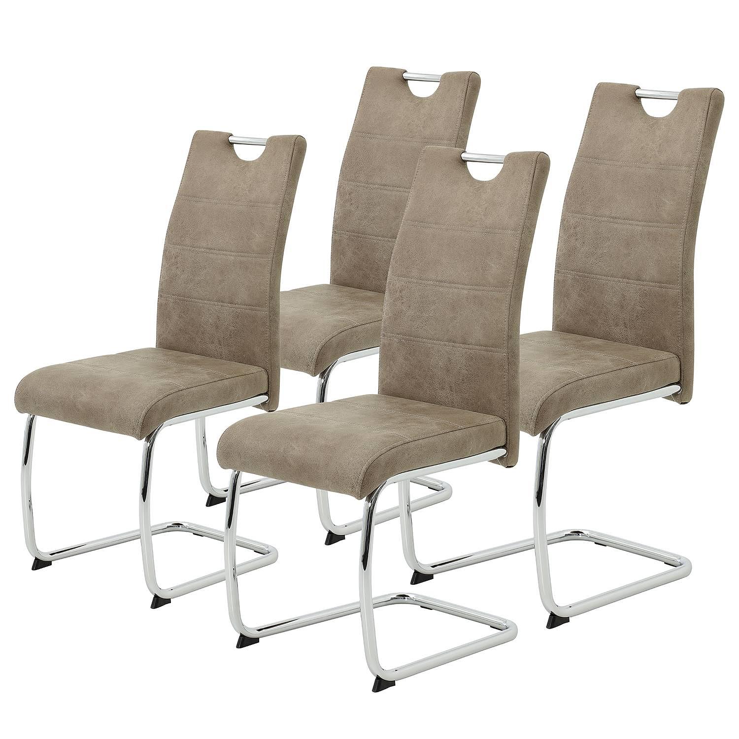 La Paz Freischwinger  4er-Set Microfaser Stahl Taupe 0
