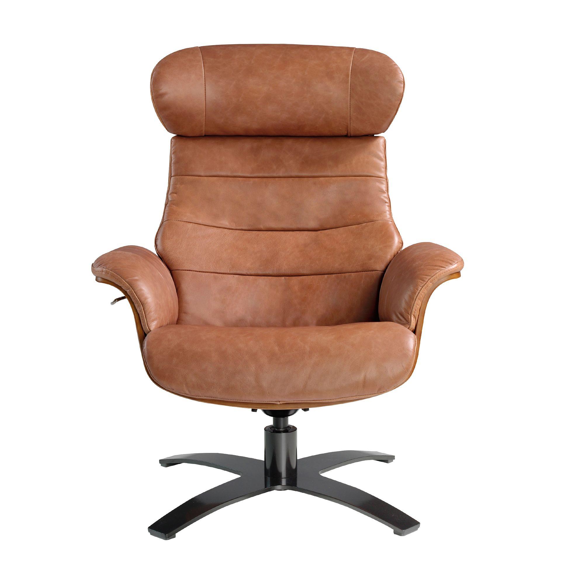 Reclining swivel armchair in brown leather 5083 1
