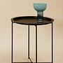Steel Round Side Table Metal Black 3