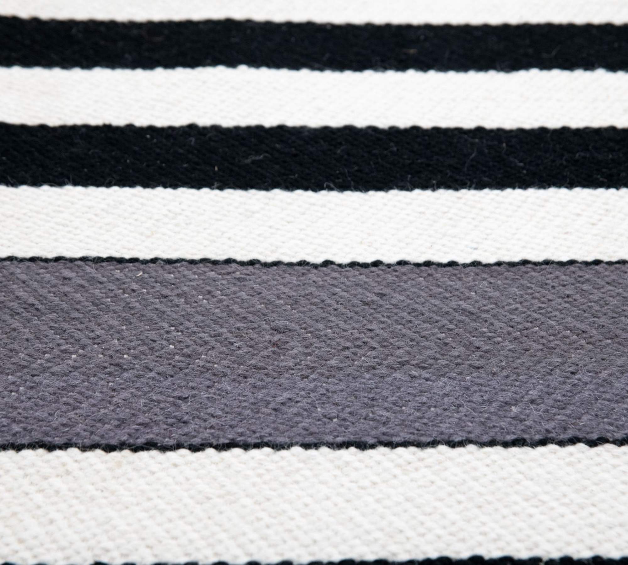 Wollteppich Teppich Streifen Schwarz Weiß 230 x 300 cm 1