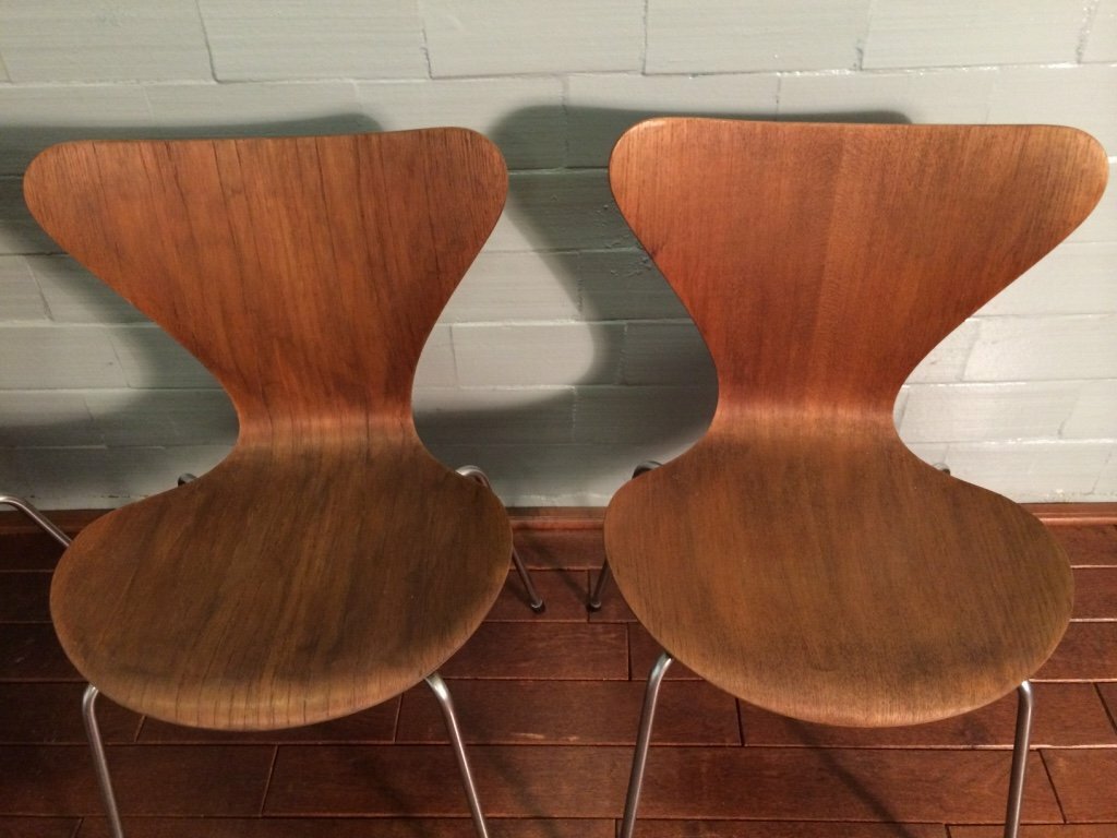 4x Vintage Arne Jacobsen 3107 Stuhl Schichtholz Braun 1