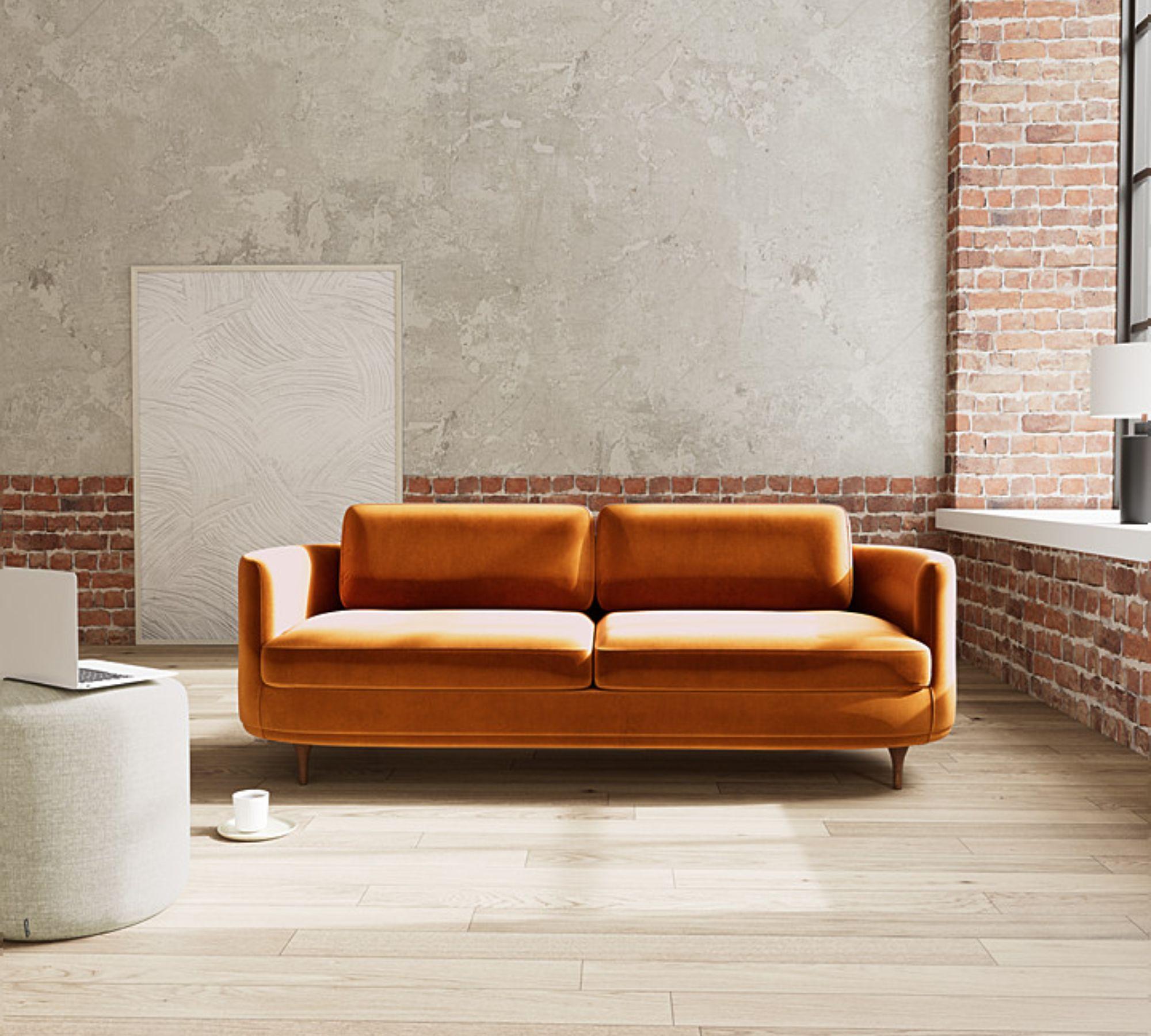 Elinor Sofa 3-Sitzer Velour Matt Amber 1
