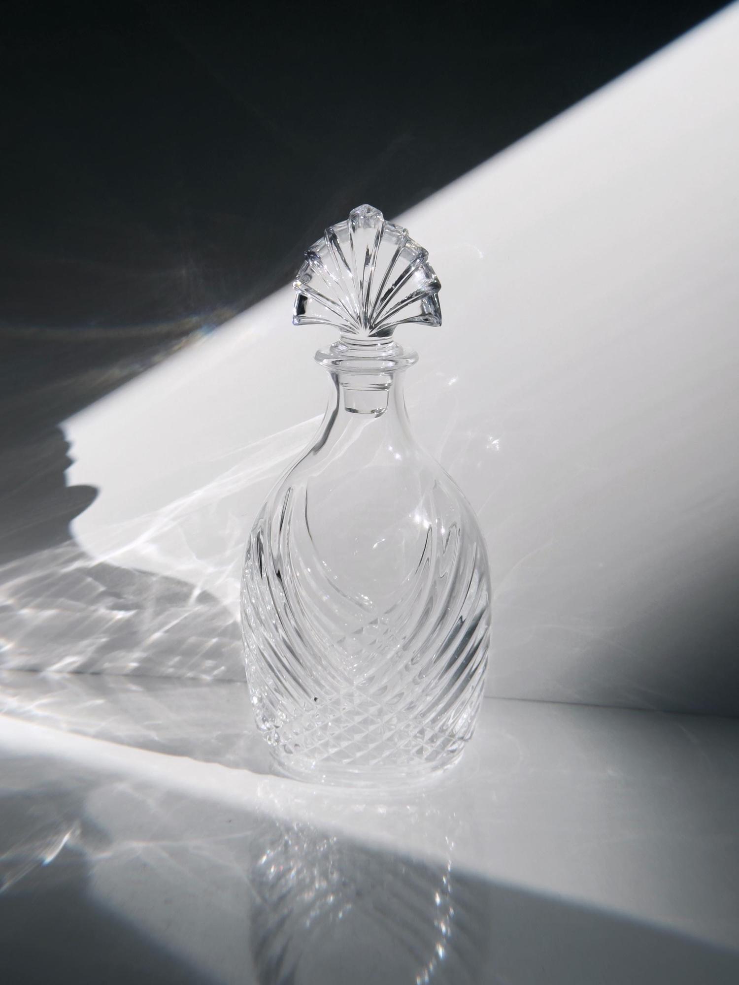 Vintage Art Deco Carafe Crystal Transparent 1980s 1