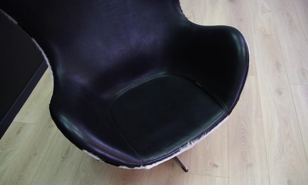 Egg Sessel Leder Arne Jacobsen Weiß Schwarz  13